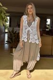 Laundry B Ibiza Crochet High Low Tie Tank White 